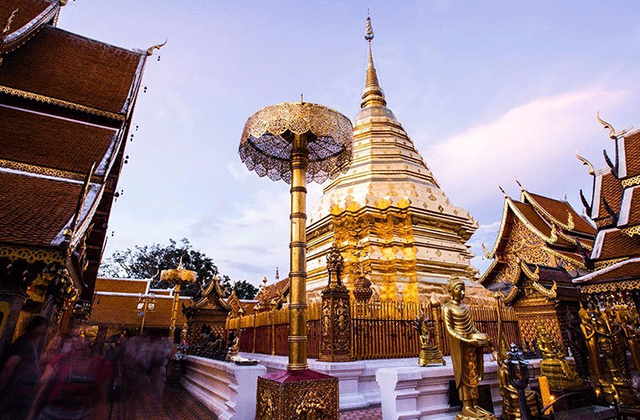밤에 만나는 치앙마이 도이수텝 & 왓우몽 사원 야경 투어