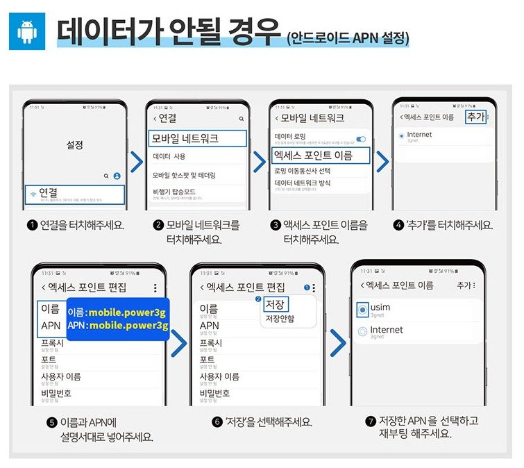 싱가포르 & 말레이시아 유심 6일 LTE 완전 무제한 유심 (인천공항 수령)