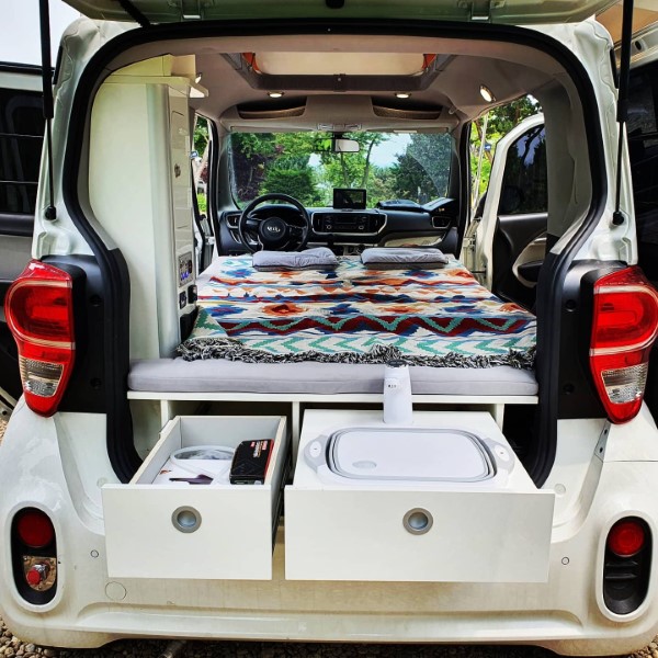 (김포 픽업) 미니칸 레이 캠핑카 렌트 차박 패키지