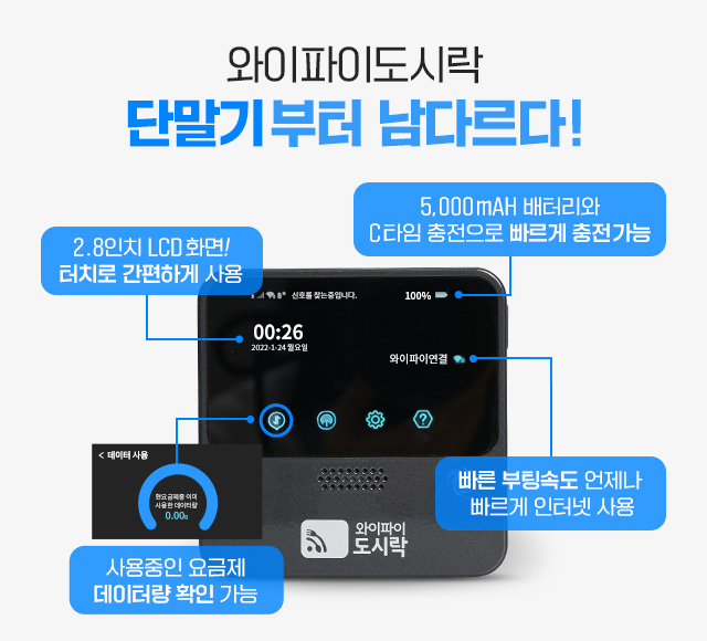 대만 무제한 데이터 포켓 와이파이 (와이파이도시락)