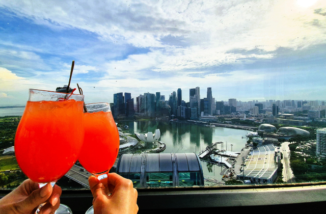 싱가포르 플라이어 다이닝 익스피리언스 - 165 스카이 다이닝, 슬링 & 프리미엄 샴페인