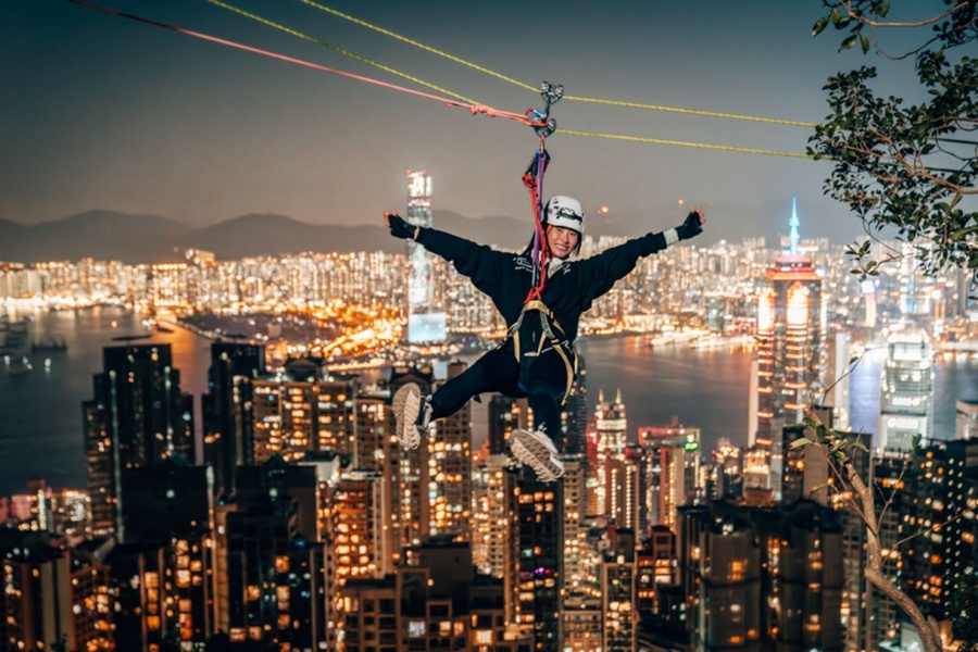 Hong Kong, Victoria Peak Rock Climbing (Via Ferrata) & Zipline Experience