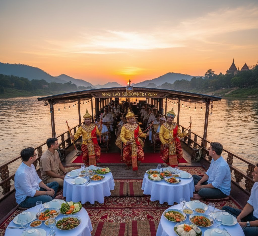 루앙프라방 셍라오 선다우너 크루즈 (전통 공연 + 디너)