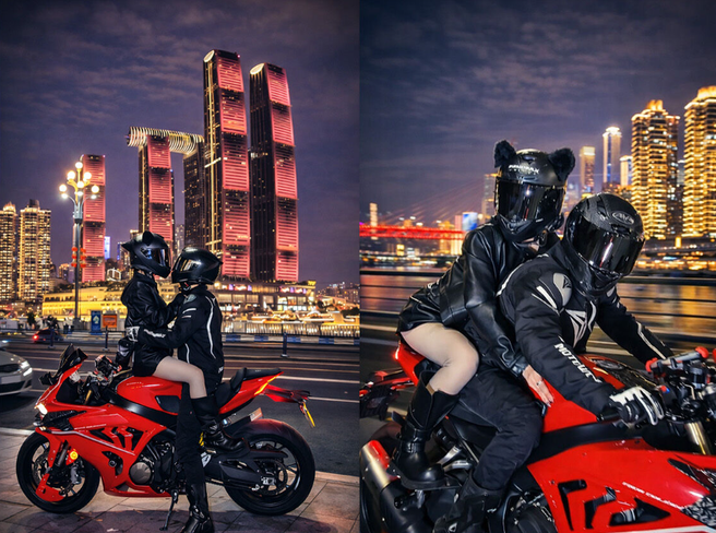 충칭 왕홍 전문 촬영팀과 함께하는 시네마틱 오토바이 라이딩 투어