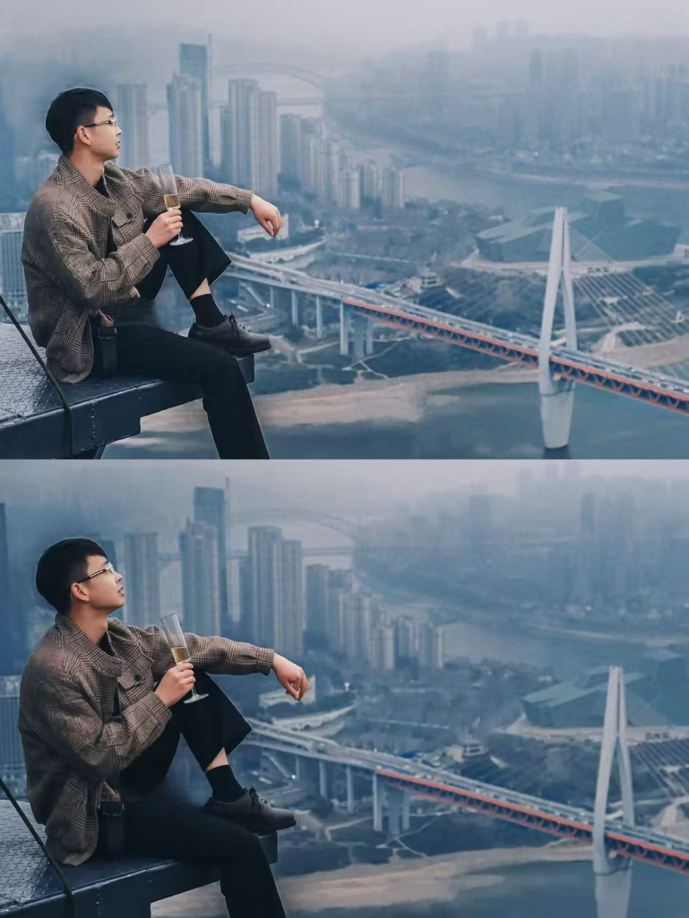 충칭 세계 무역 센터 스카이 전망대 131 여행 사진 촬영