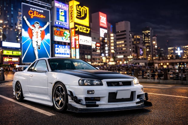 Osaka R34 GT-R JDM Night Drive Private Tour - 630HP Tuned Car & Souvenir Photos