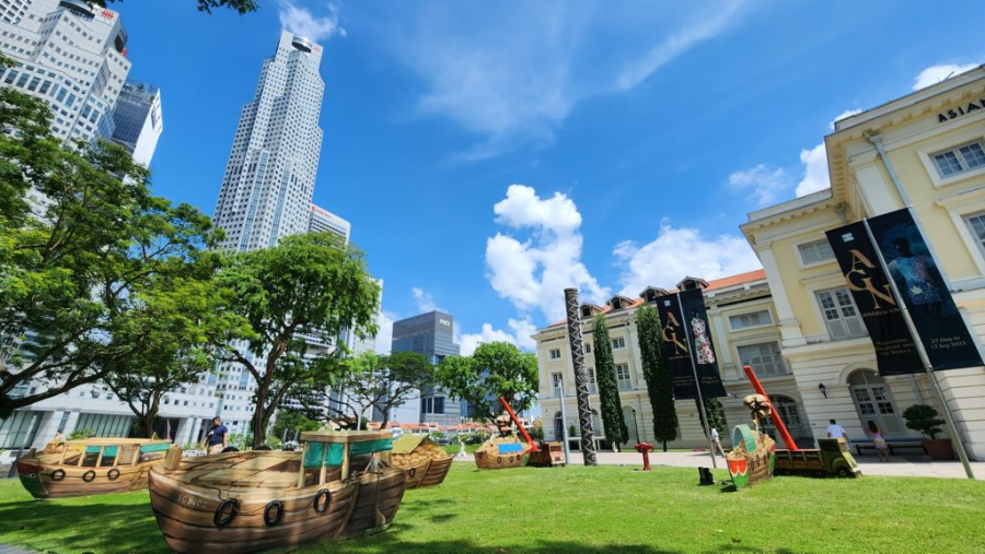 シンガポール 半日市内コアツアー B (国立博物館＆リバーサイド + マーライオン公園 + スルタン・モスク＆ハジレーン)