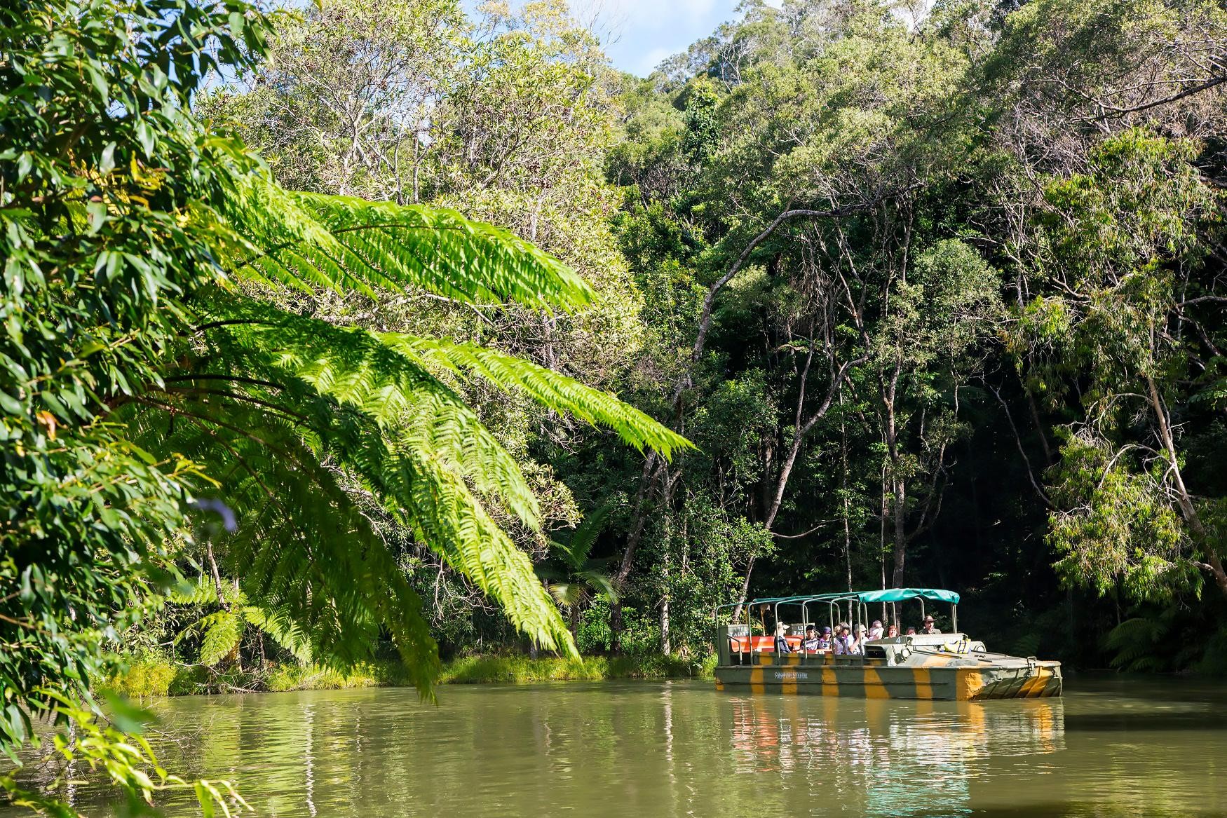 From Cairns: Kuranda Army Duck & Skyrail and Scenic Railway Full-Day Tour