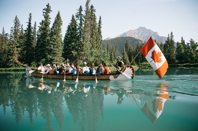 Banff National Park Bow River Big Canoe Tour