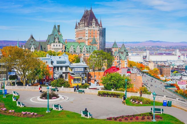 From Montreal: Quebec City & Montmorency Falls & Seasonal Attraction Day Tour with Hotel Pickup