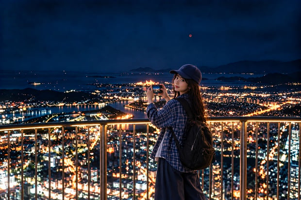 From Fukuoka: Mojiko & Karato Market & Kokura Castle & Mt. Sarakura Night View Tour