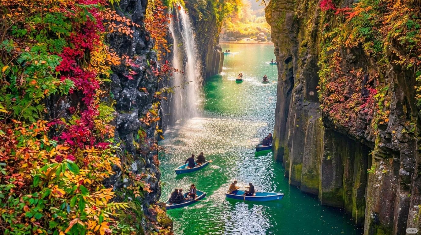 From Fukuoka: Takachiho Gorge Manai Falls & Mt. Aso and Kusasenri Day Tour