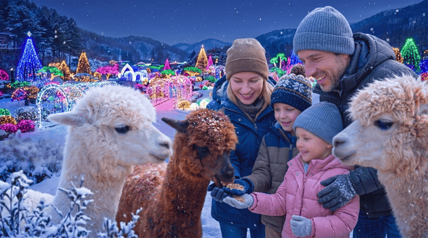 From Seoul: Eobi Valley, Nami Island & Garden of Morning Calm Lighting Festival Day Tour