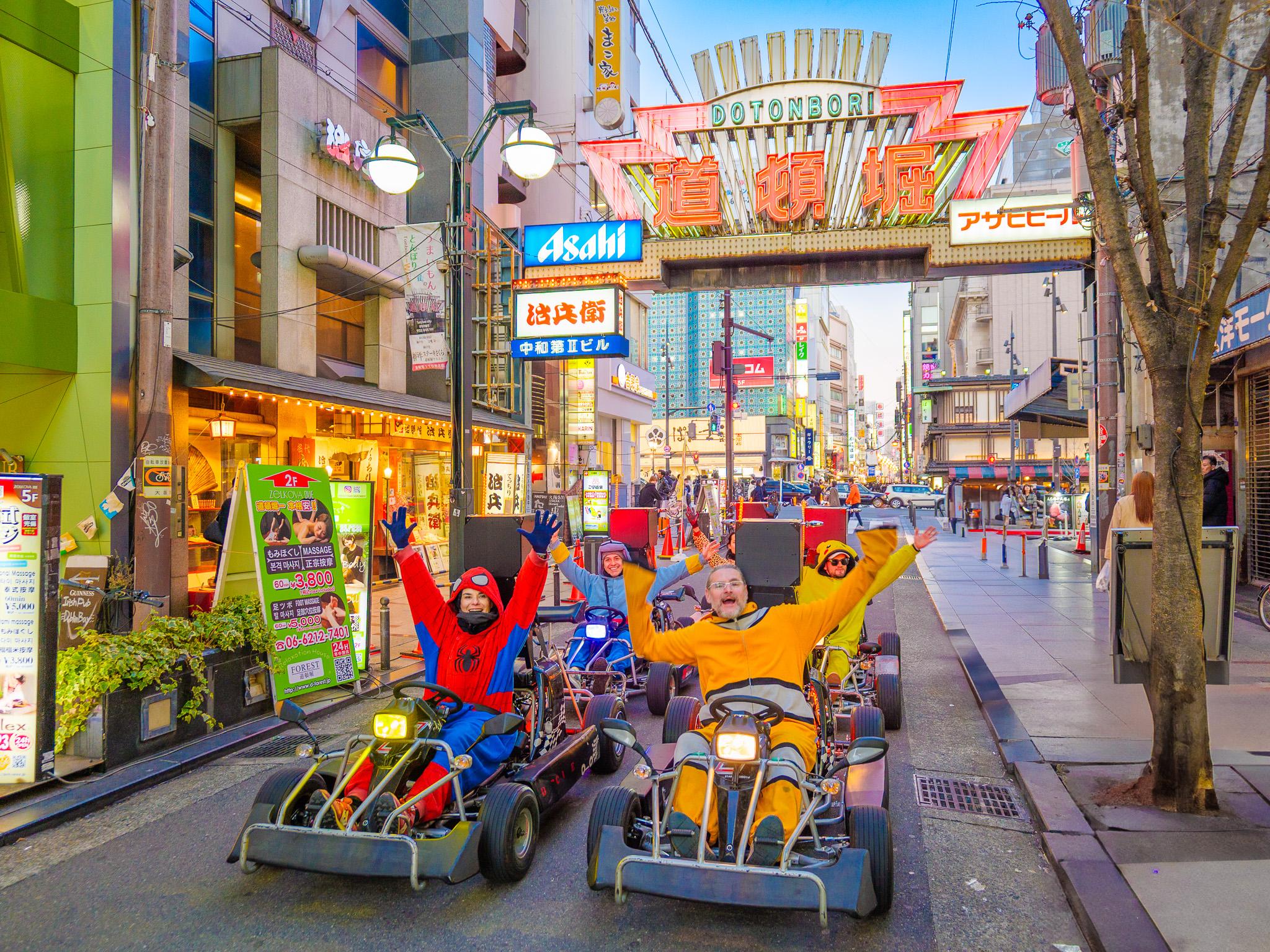 Osaka Dotonbori & Tsutenkaku Costume Go-Kart Small-Group Tour