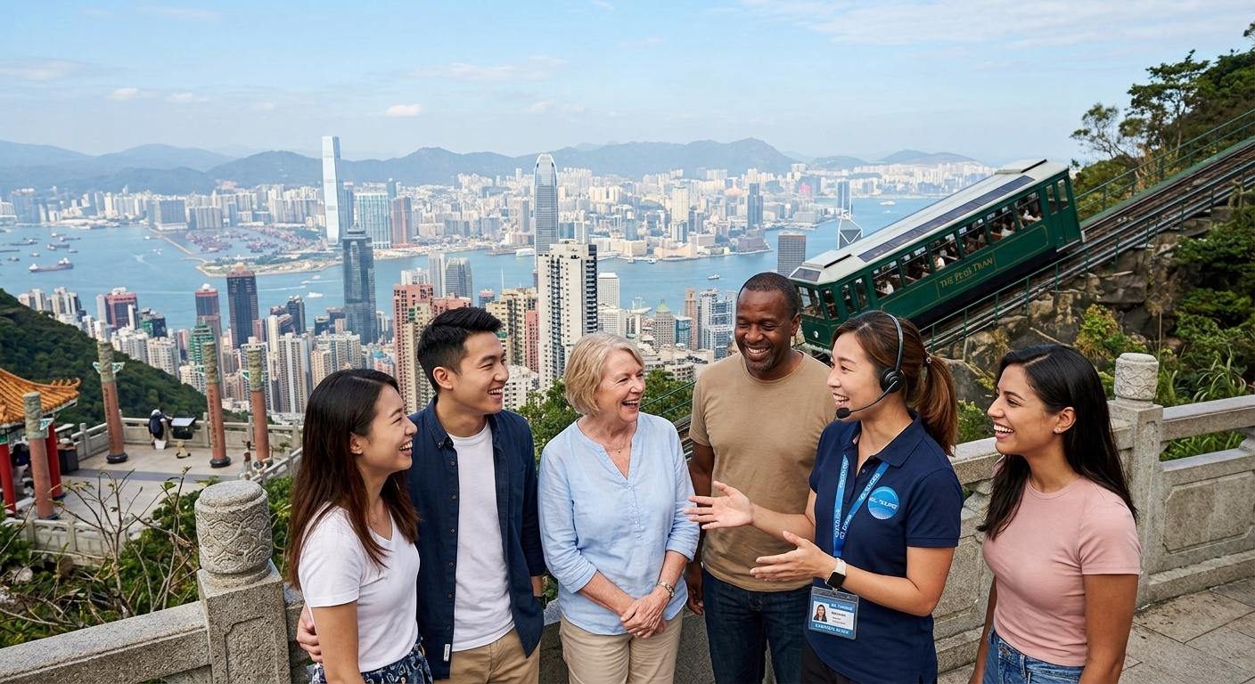 Hong Kong Peak Tram Priority Boarding & Old Town Central City Tour with Pickup