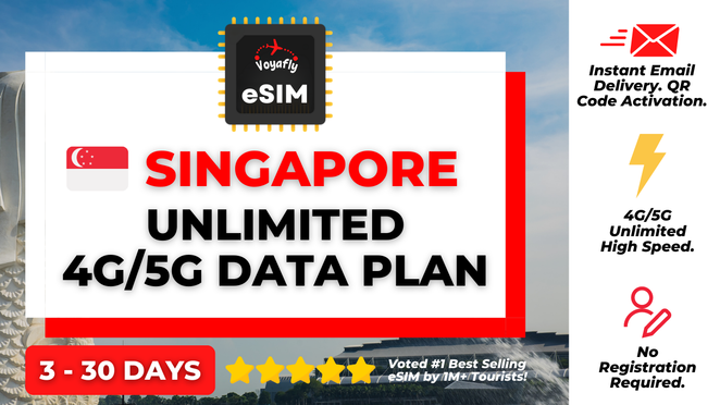 싱가포르 보야플라이 4G·5G 데이터 무제한 eSIM 이심