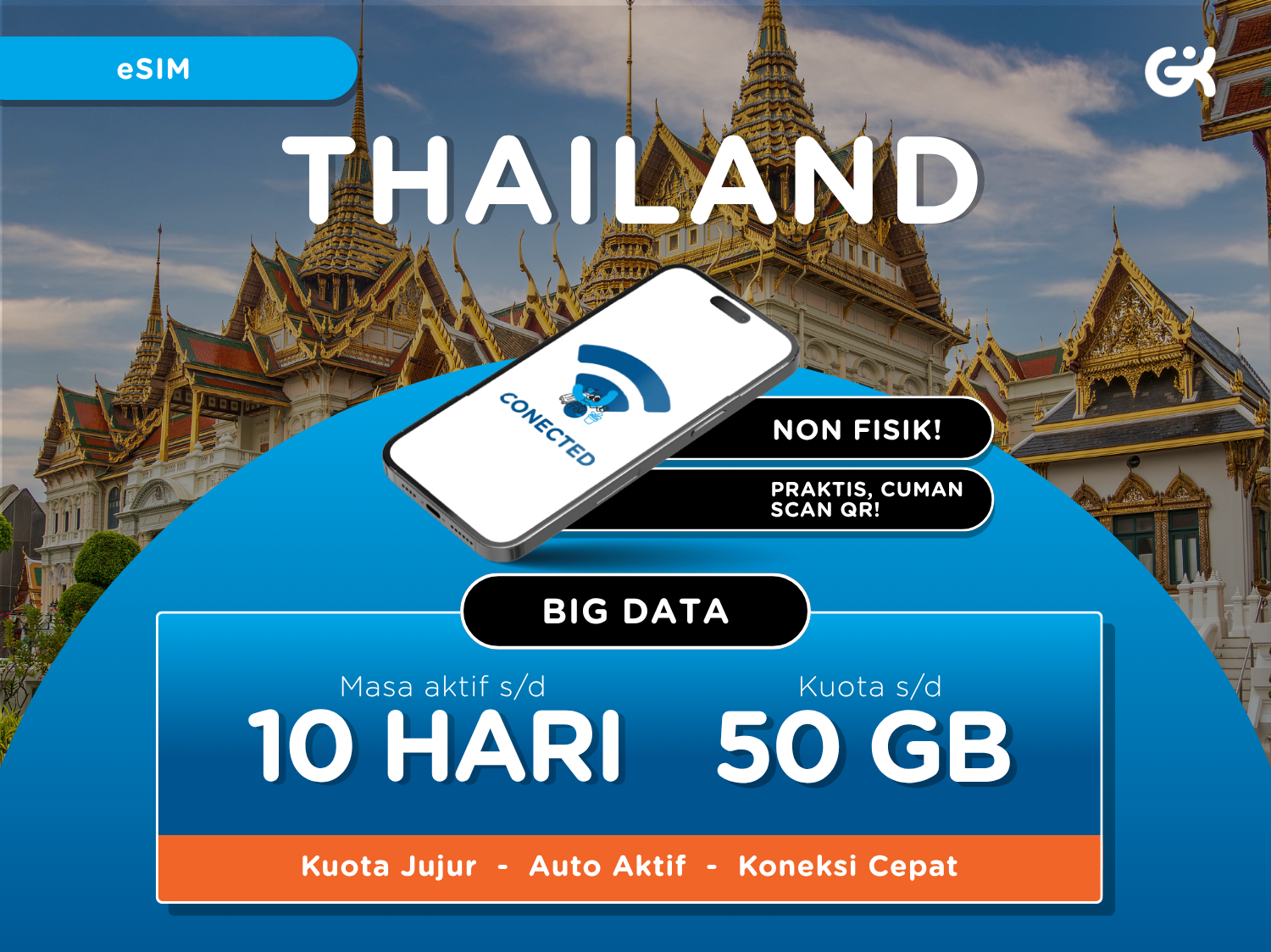 タイ 大容量4G・5GデータeSIM - 7日間15GB・10日間50GB