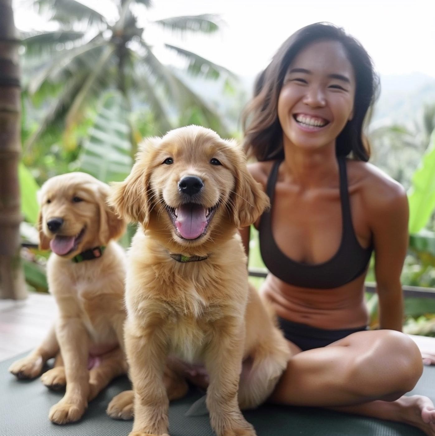 バリ島チャングー 子犬ヨガクラス＆冷たいドリンク