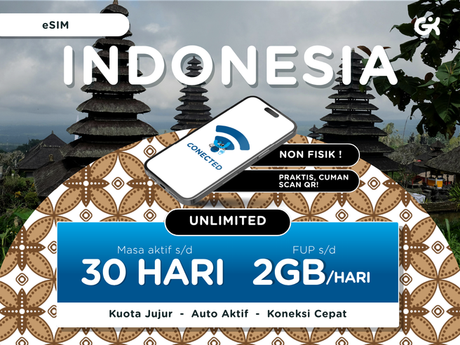 インドネシア eSIM テルコムセル データ無制限(5~30日・1日1GB/2GB)