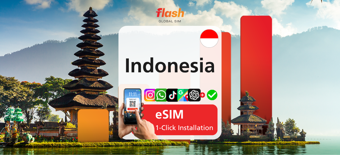 インドネシア eSIM テルコムセル 5G/4G データ無制限（1～20日）- テザリング対応