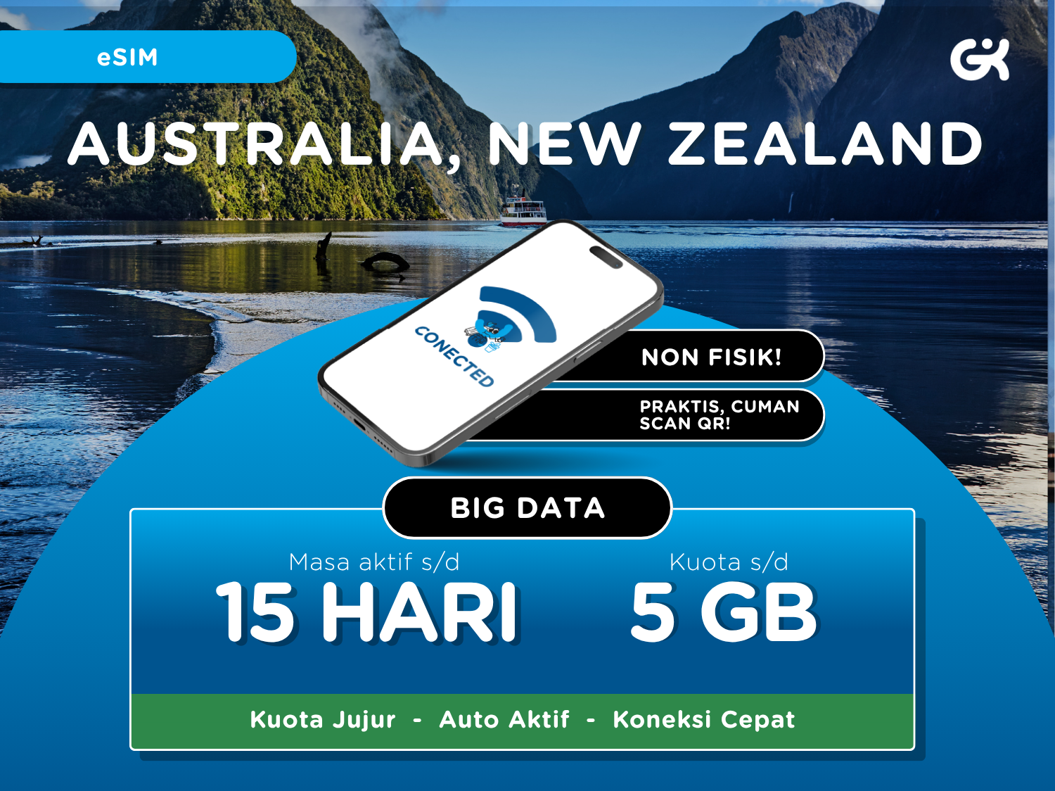 オーストラリア・ニュージーランド eSIM - 4Gデータ 3GB・5GB（3～15日）