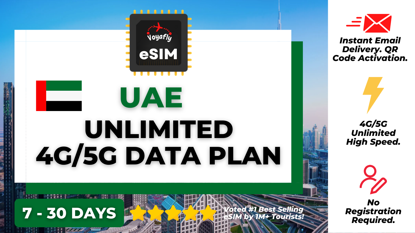 아랍에미리트(두바이) eSIM 이심 - 4G/5G 데이터 무제한 30일 (하루 2GB 고속)