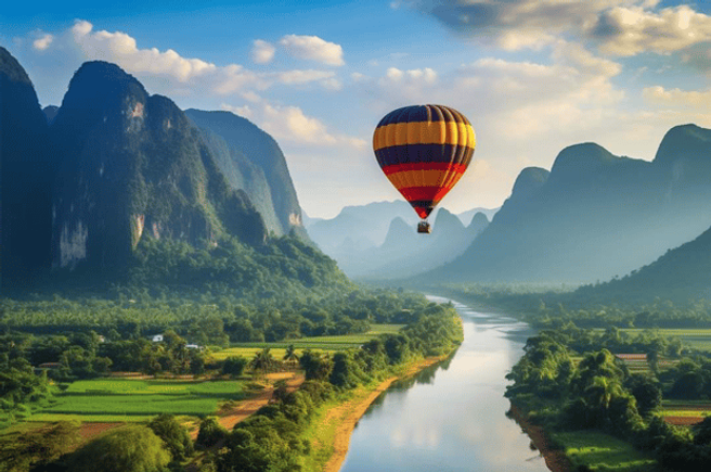 Vang Vieng Hot Air Balloon Ride - Sunrise or Sunset Flight & Town Hotel Pickup