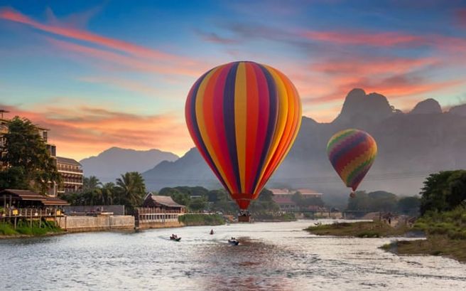Vang Vieng Hot Air Balloon Ride - Sunrise or Sunset Flight & Hotel Pickup