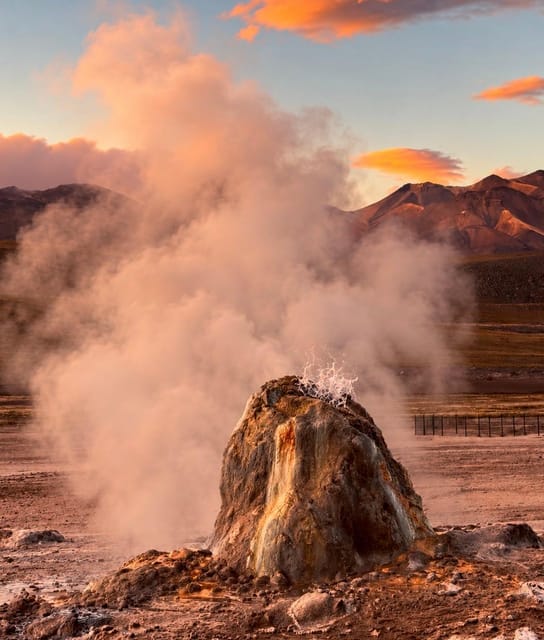 From San Pedro de Atacama: El Tatio Geysers & Machuca Wetlands Tour