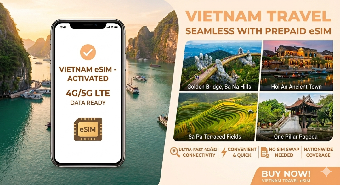 ベトナム モビフォン 4G・5GデータeSIM - 国内通話40分付き