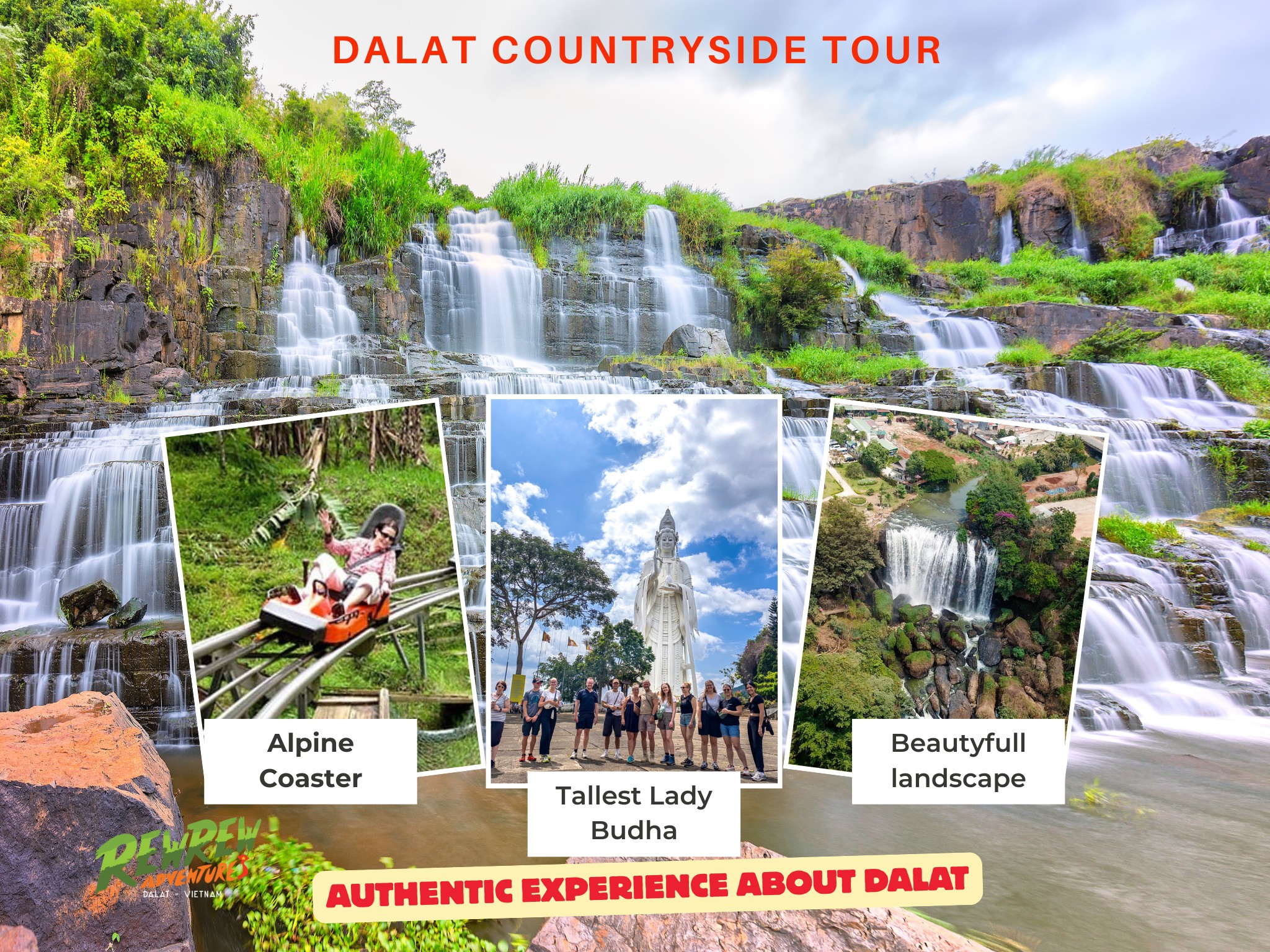 Da Lat Datanla, Pongour & Elephant Falls with Linh An Pagoda Day Tour - Hotel Pickup