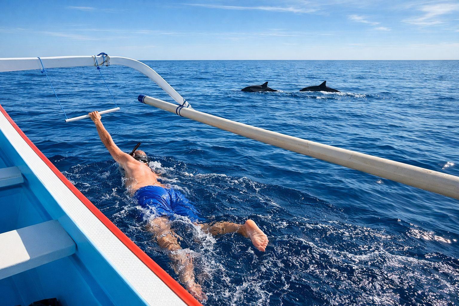 Bali Lovina Sunrise Dolphin Swim and Coral Reef Snorkeling Boat Tour