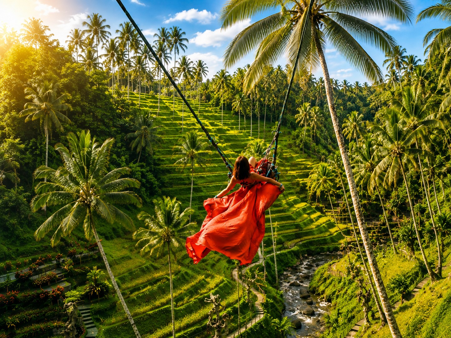 Bali Swing, Tegallalang Rice Terrace and Tibumana Waterfall Private Tour with Hotel Pickup