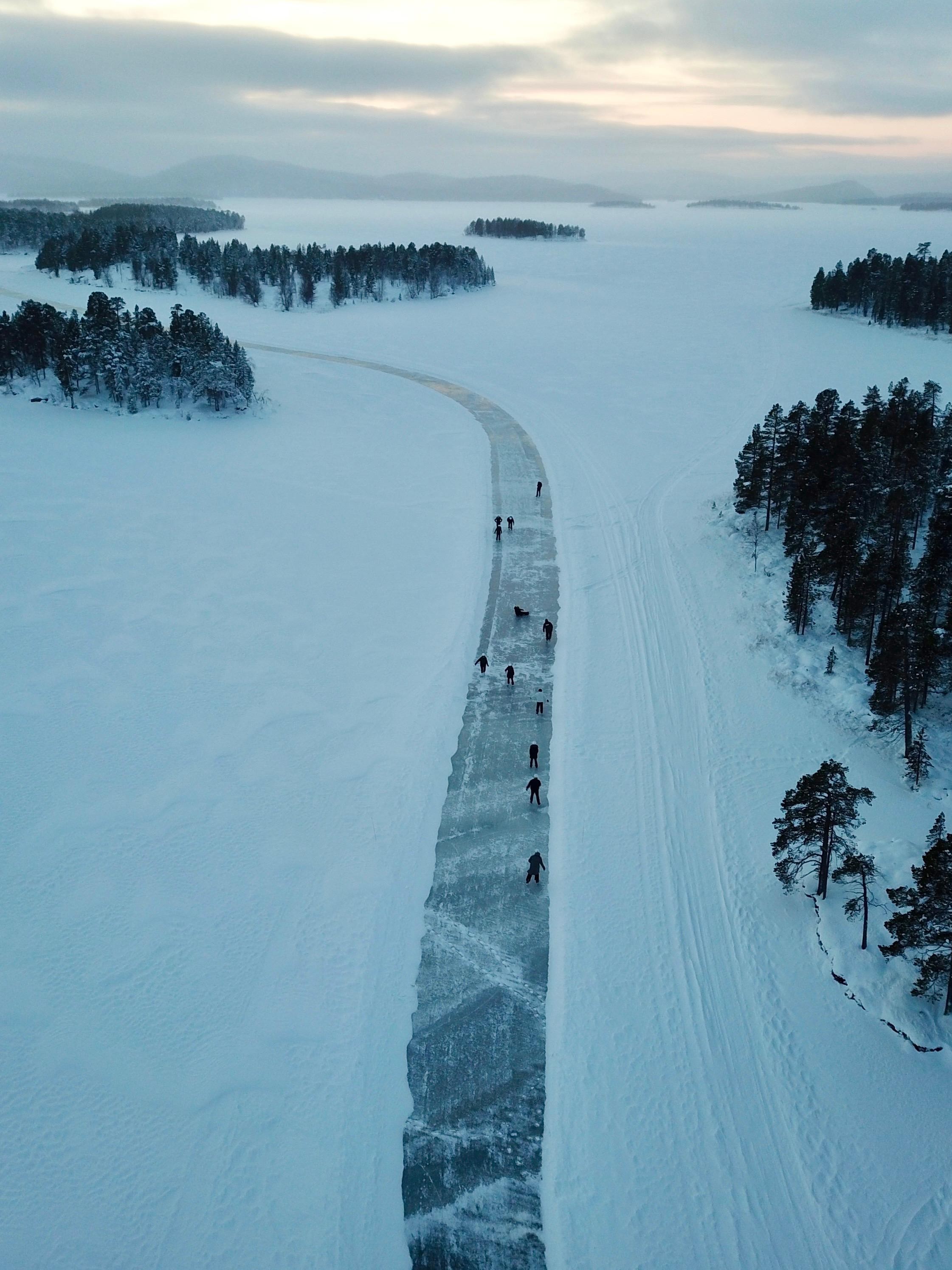 From Saariselkä: Ice Skating on Frozen Lake Inari