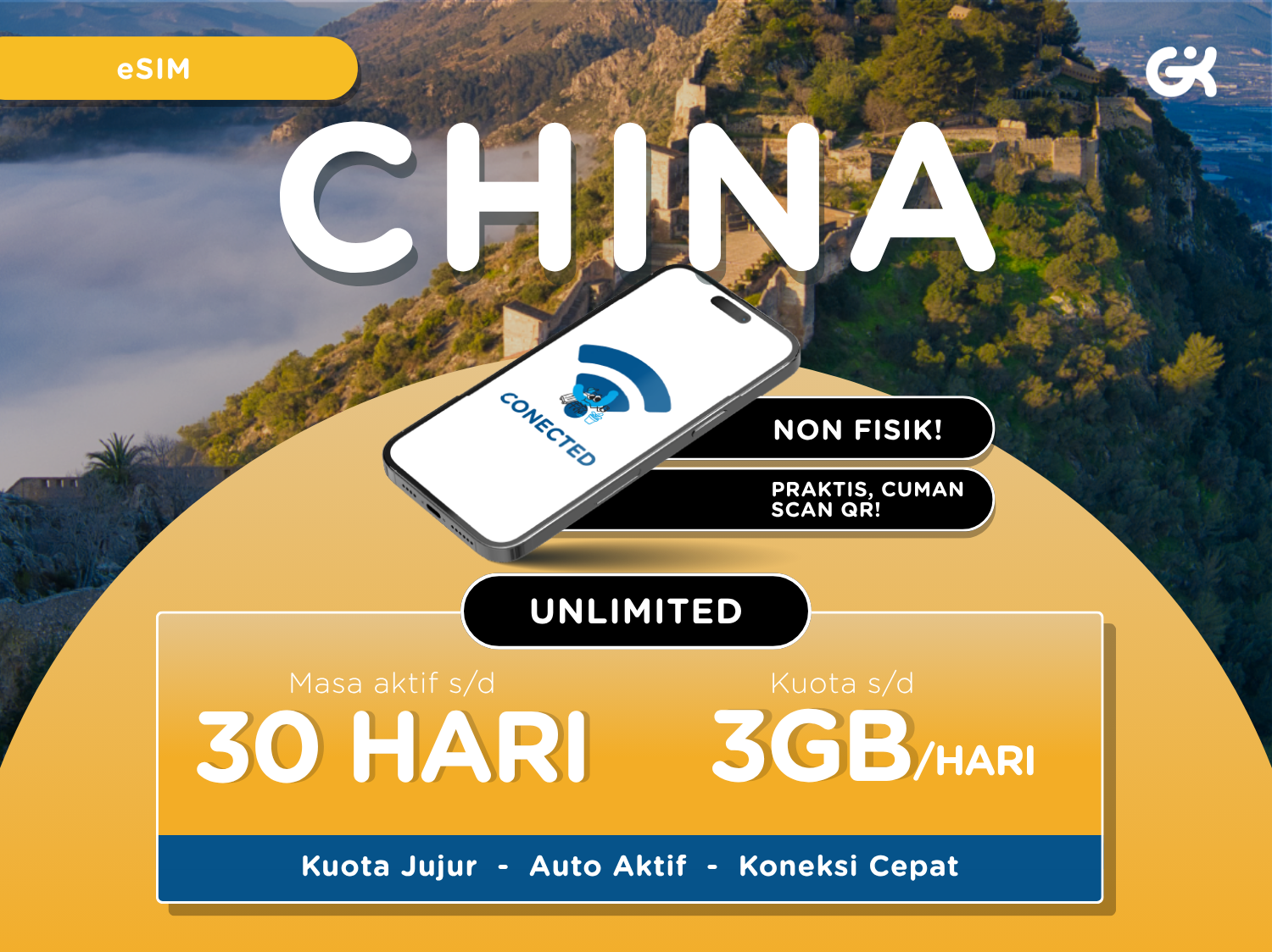 China, Hong Kong & Macau 4G Data eSIM - 1GB to 3GB per Day