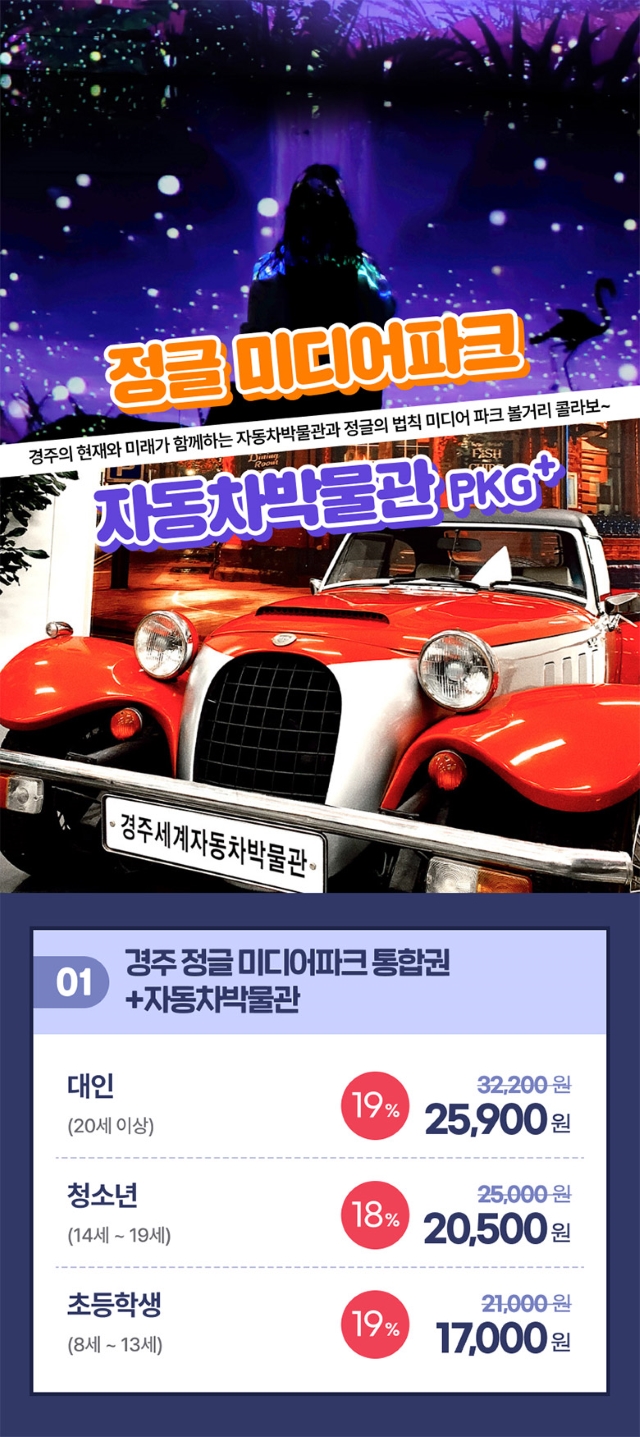 경주 정글미디어파크 + 세계자동차박물관 입장권 패키지